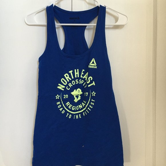 Reebok Womens Raceback Shirt Crossfit  Northeast 2017 Blue Gym Activewear Small - Picture 5 of 5